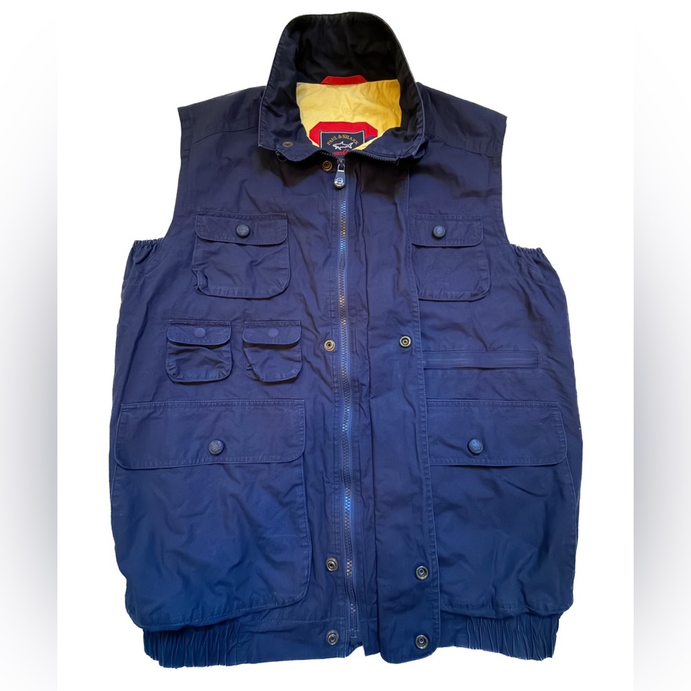 Paul & Shark Yachting Vest Men L Navy Multi Pocket Outdoor Sailing Jacket
